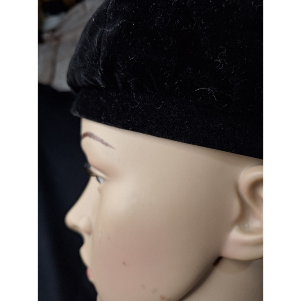 Vintage Black Velvet Beret Hat Union‎ Made United Hatters Millinery Size 21 - Picture 5 of 8